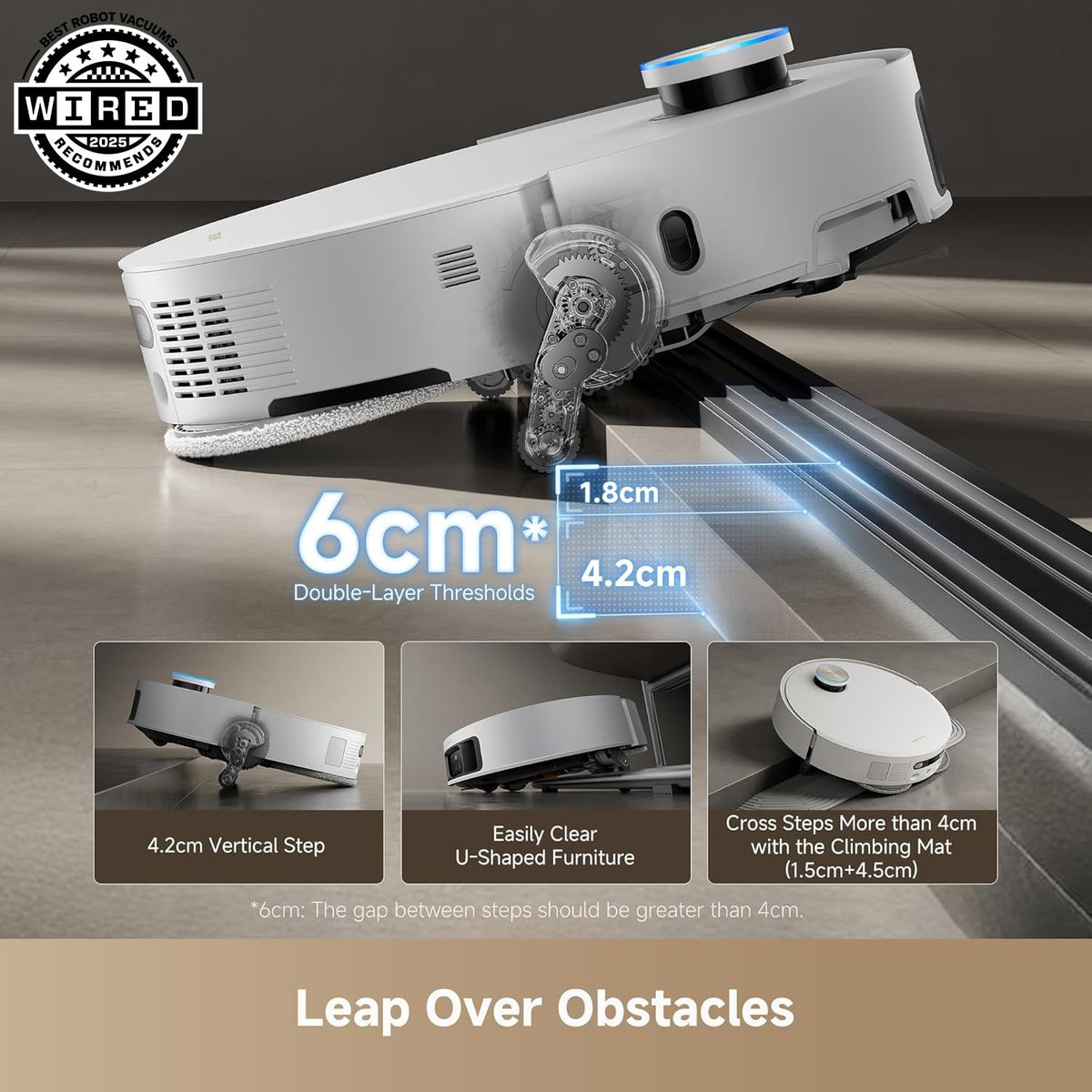 Dreame X50 Ultra Complete Robot Vacuum and Mop, 20,000Pa Suction, 6 cm Obstacle Clearance, Hot Water Mop Cleaning, White