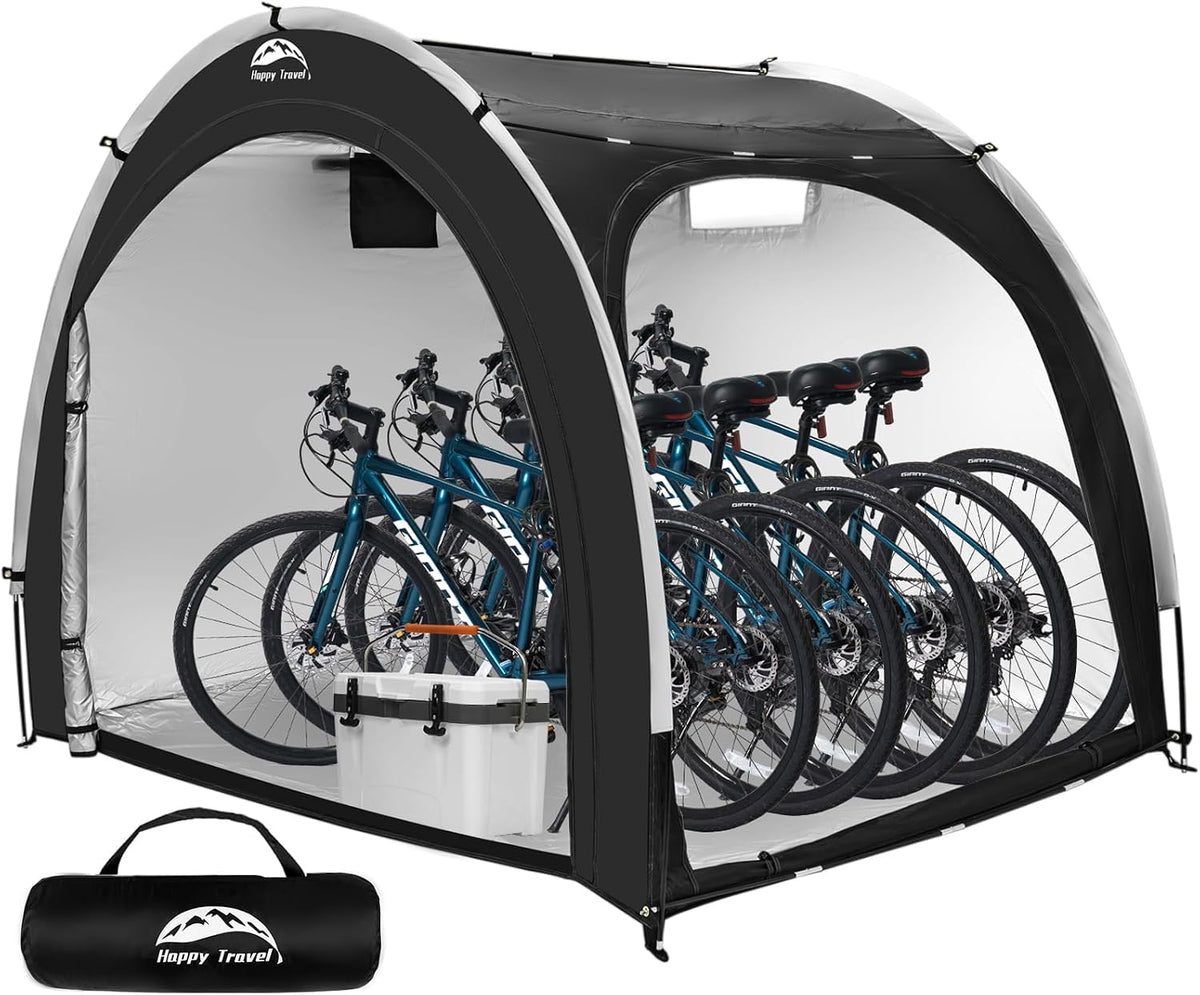 Heavy-Duty Waterproof Outdoor Bike Storage Tent – PU 4000mm Oxford Shed for 2-3 Bicycles, Black