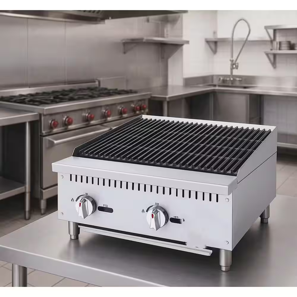 24 In. NSF Commercial Heavy-Duty Countertop Radiant Charbroiler in Stainless Steel