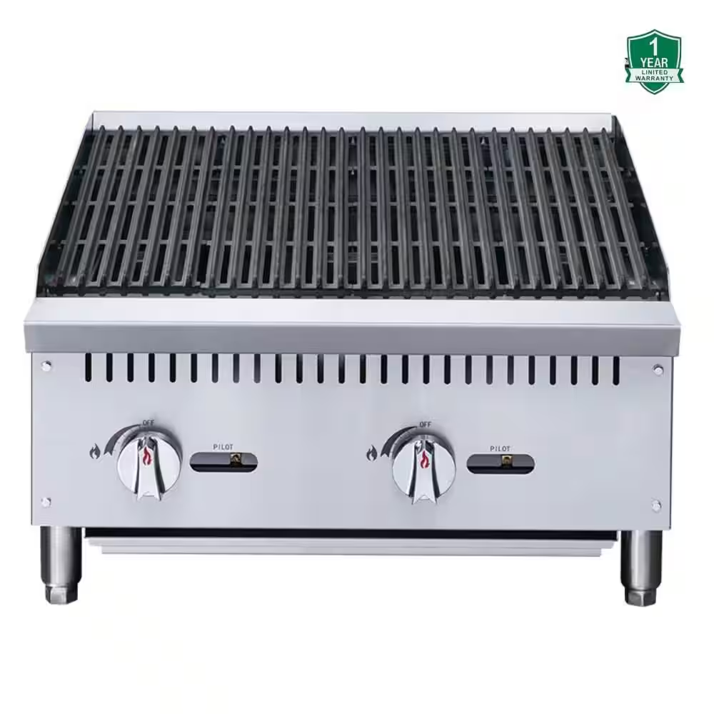 24 In. NSF Commercial Heavy-Duty Countertop Radiant Charbroiler in Stainless Steel