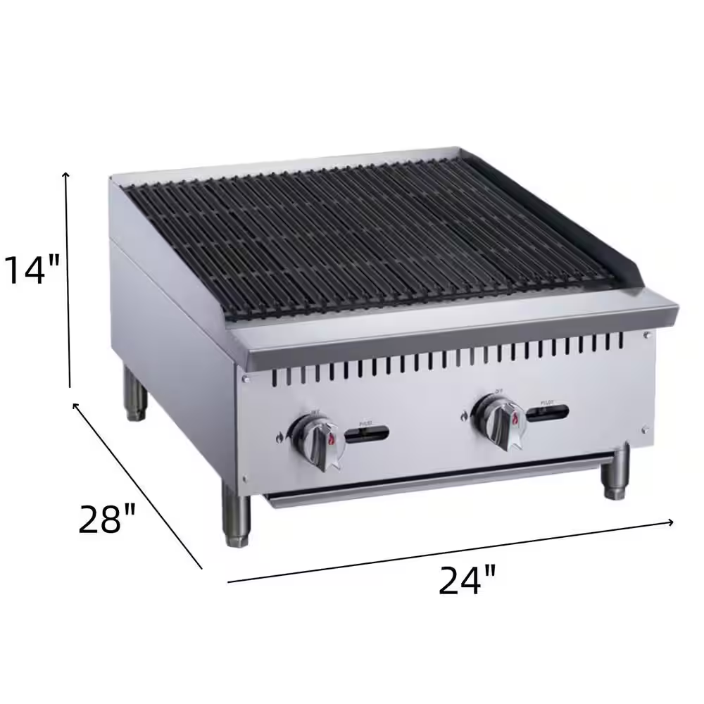 24 In. NSF Commercial Heavy-Duty Countertop Radiant Charbroiler in Stainless Steel