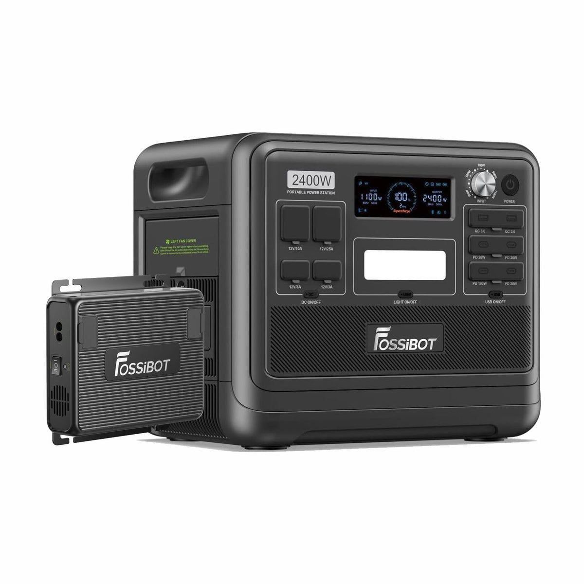 2048Wh Portable Power Station 2400W LiFePO4 Battery Solar Generator with Fast Charging