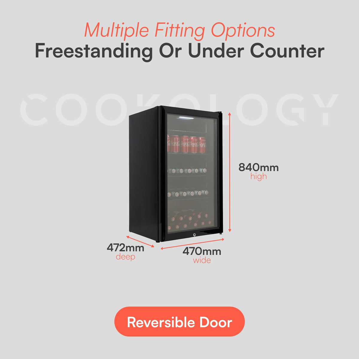 Drinks Fridge Beverage Cooler 0°C–10°C Glass Door 39dB
