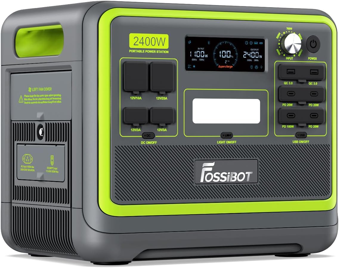 2048Wh Portable Power Station 2400W LiFePO4 Battery Solar Generator with Fast Charging