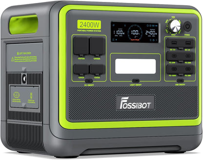 2048Wh Portable Power Station 2400W LiFePO4 Battery Solar Generator with Fast Charging