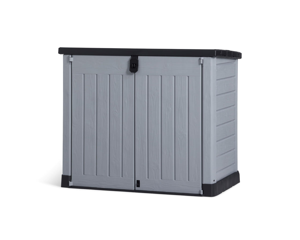 1200L Outdoor Garden Storage Box with Hinged Doors & Lift-Up Lid