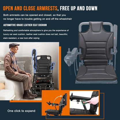 Ultra-Light Foldable Electric Wheelchair – 13kg, Carbon 10Ah Battery, 20km Range, 220lb Capacity