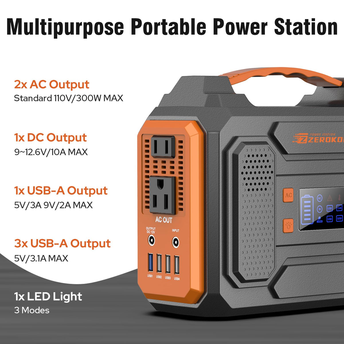 300W Portable Power Station with 60W Foldable Solar Panel