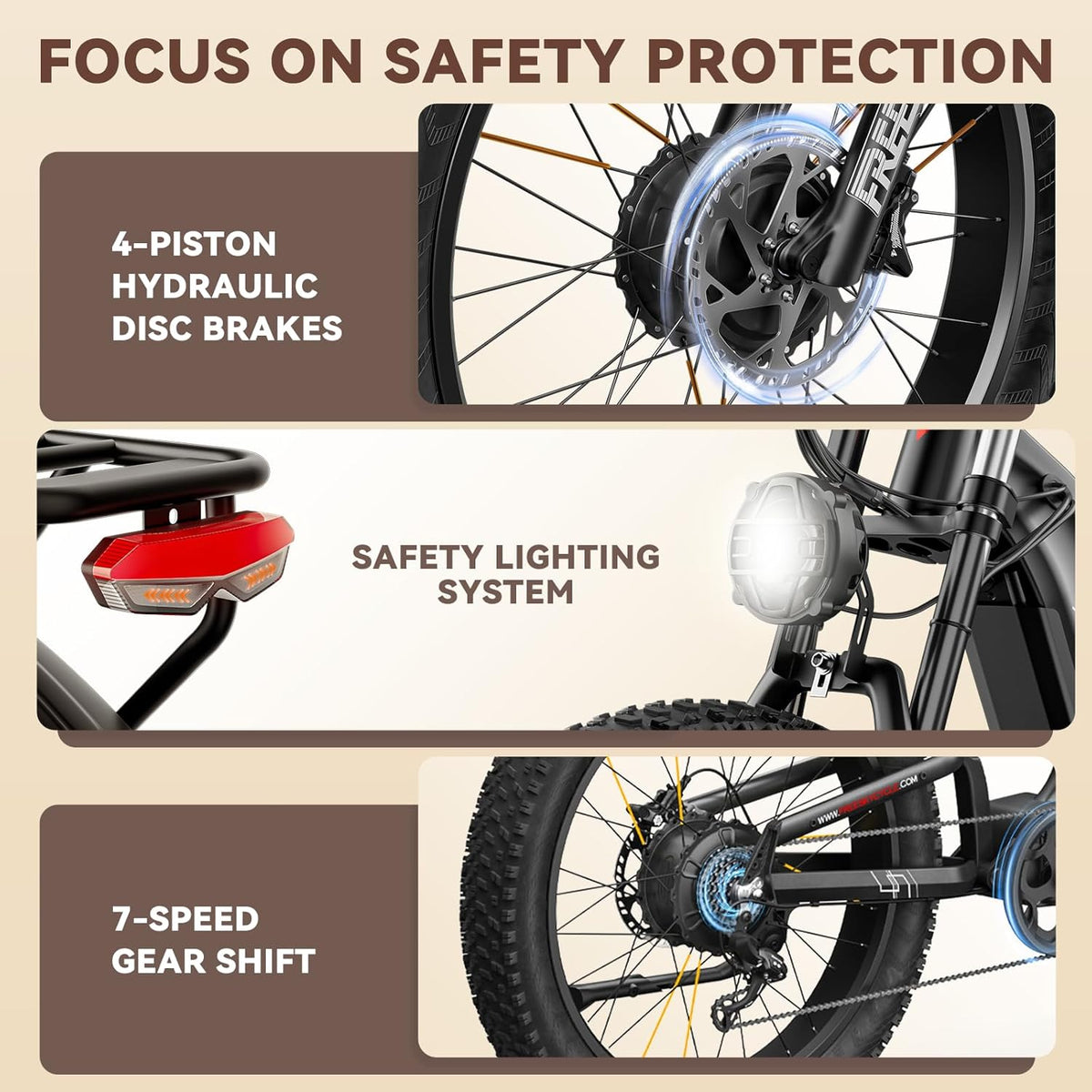 26" Dual Motor Electric Fat Tyre Mountain Bike 48V 30Ah Full Suspension AWD