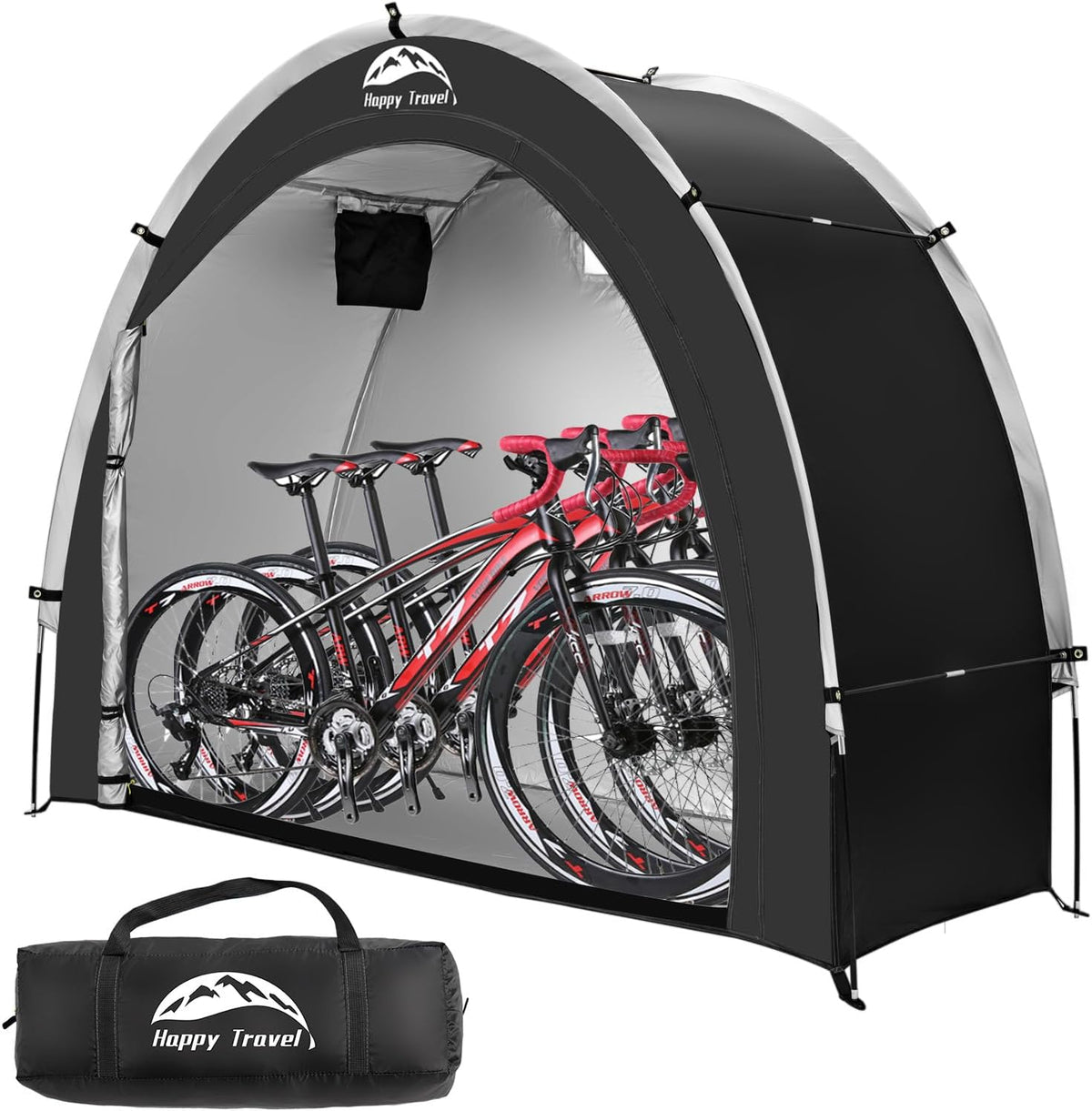 Heavy-Duty Waterproof Outdoor Bike Storage Tent – PU 4000mm Oxford Shed for 2-3 Bicycles, Black