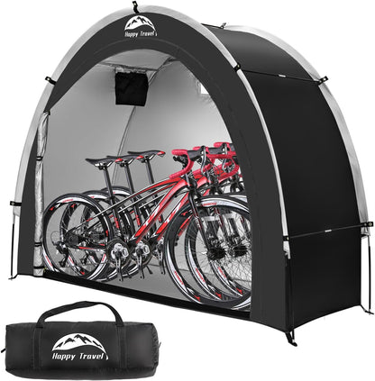 Heavy-Duty Waterproof Outdoor Bike Storage Tent – PU 4000mm Oxford Shed for 2-3 Bicycles, Black