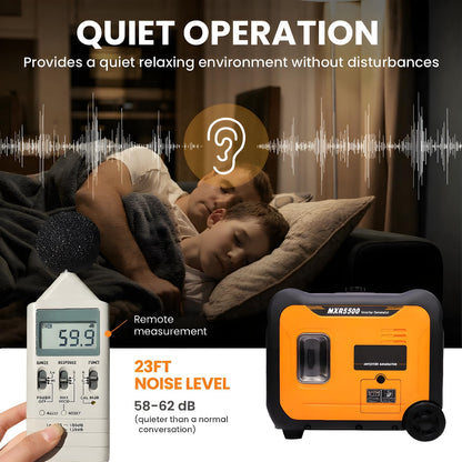 maXpeedingrods 5500W Petrol Inverter Generator Silent Pure Sine Wave Generator for RV Travel,Home Backup,or Jobsites