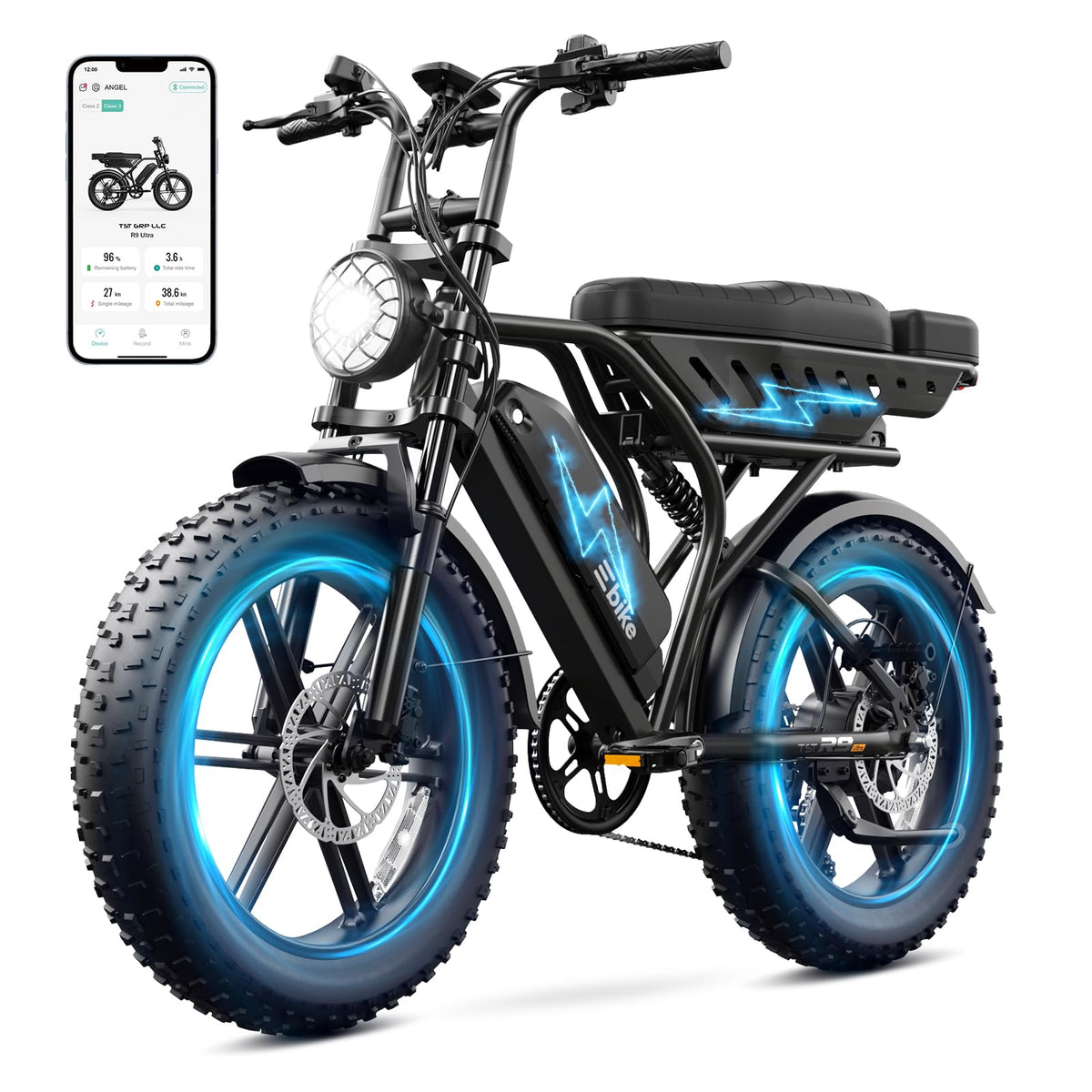 Electric Bicycle with 1500W Motor, 48V 15Ah Removable Battery, 7-Speed Gears, 20-Inch Wheels