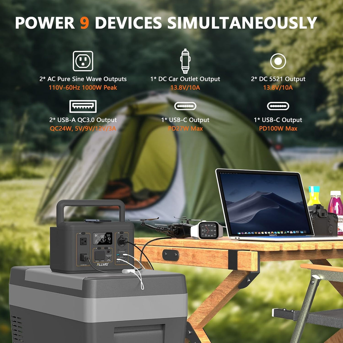 500W 512Wh Portable Power Station with 100W Solar Panel
