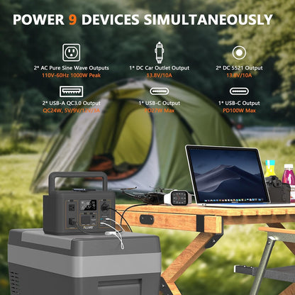 500W 512Wh Portable Power Station with 100W Solar Panel