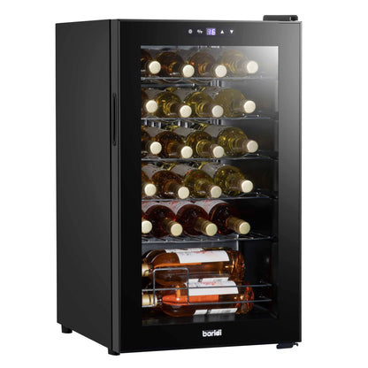 24 Bottle Wine Cooler Fridge with Digital Touch Screen Controls & LED Light, Black - DH9