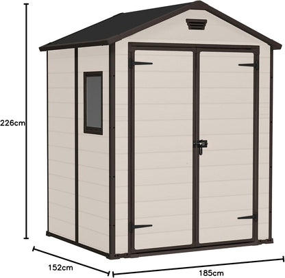 6 x 5 ft Outdoor Garden Storage Shed with Double Doors & Ventilation