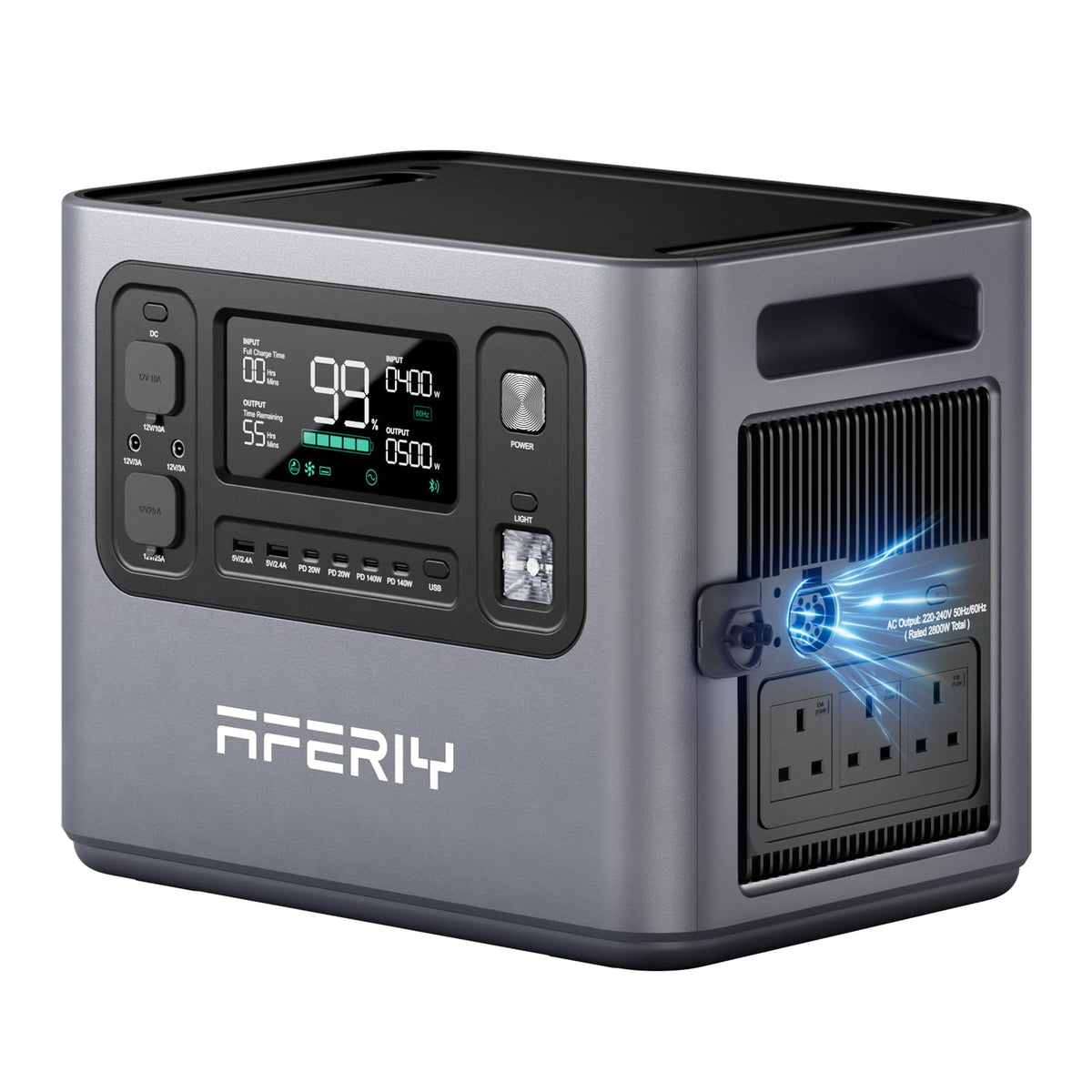 2048Wh Portable Power Station 2400W LiFePO4 Battery Solar Generator with UPS