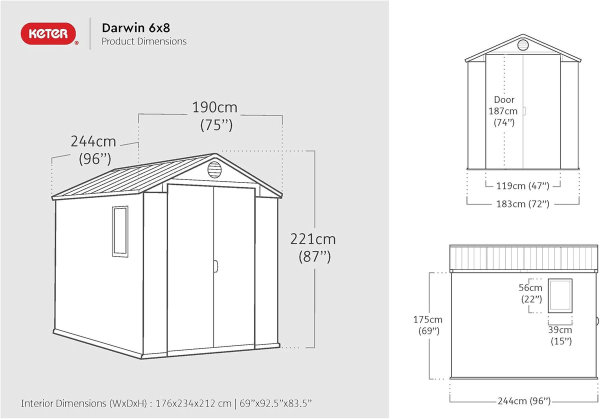 Large Outdoor Garden Storage Shed Weather Resistant Resin Double Door Brown
