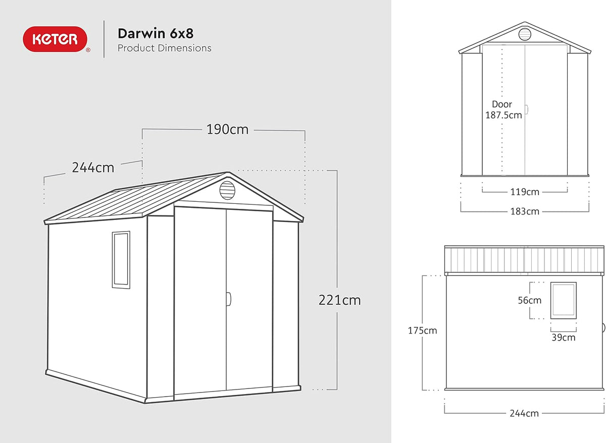 Large Outdoor Garden Storage Shed Weather Resistant Resin Double Door