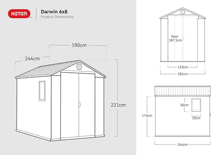 Large Outdoor Garden Storage Shed Weather Resistant Resin Double Door