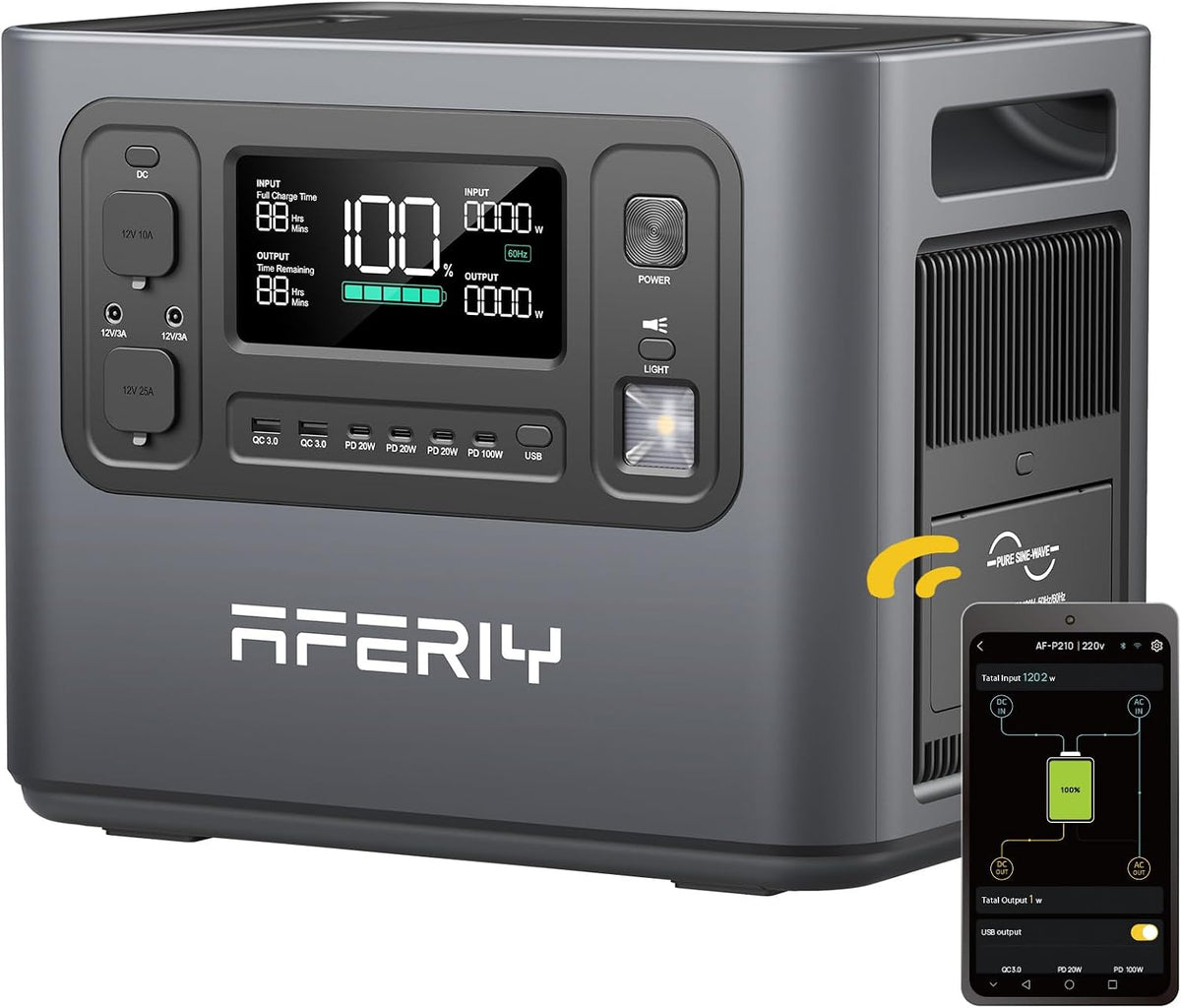2048Wh Portable Power Station 2400W LiFePO4 Battery Solar Generator with UPS