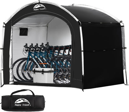 Heavy-Duty Waterproof Outdoor Bike Storage Tent – PU 4000mm Oxford Shed for 2-3 Bicycles, Black