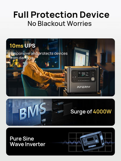 2048Wh Portable Power Station 2400W LiFePO4 Battery Solar Generator with UPS