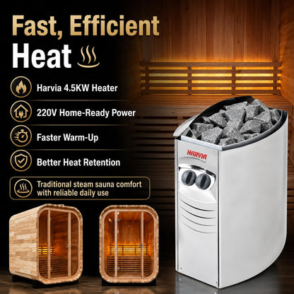 Duthss 2 Person Outdoor Sauna, 135×139×200 cm, 4.5kW Electric Sauna System