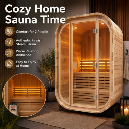 Duthss 2 Person Outdoor Sauna, 135×139×200 cm, 4.5kW Electric Sauna System
