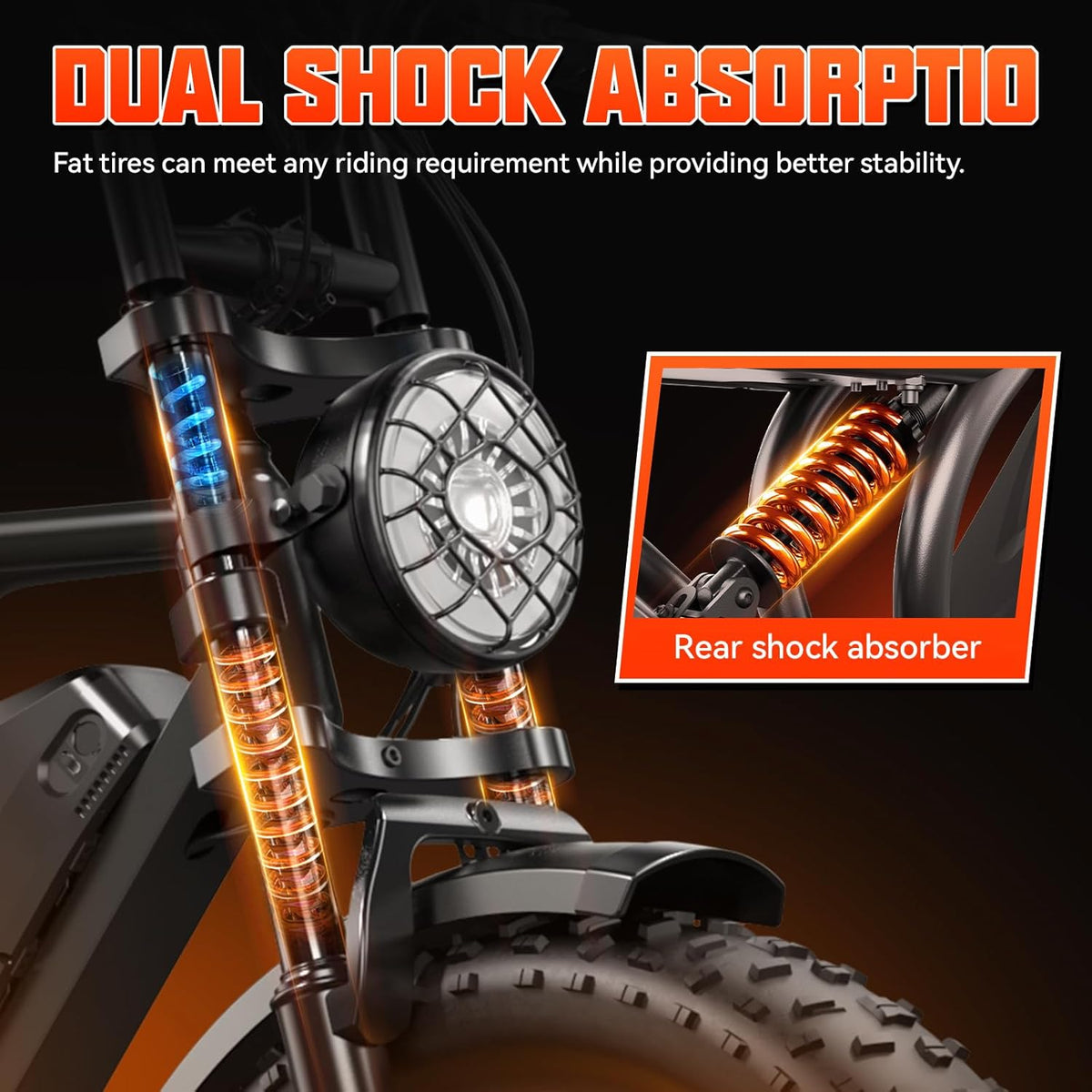 Electric Bicycle with 1500W Motor, 48V 15Ah Removable Battery, 7-Speed Gears, 20-Inch Wheels