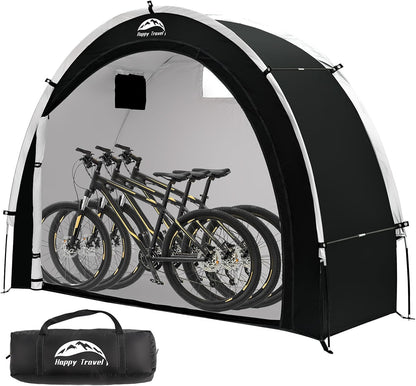 Heavy-Duty Waterproof Outdoor Bike Storage Tent – PU 4000mm Oxford Shed for 2-3 Bicycles, Black