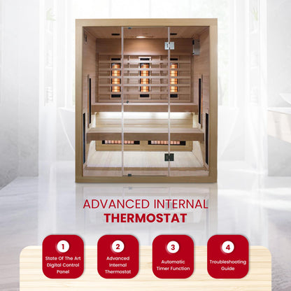 SaunaMed 2-6 Person Full Spectrum Infrared Indoor Sauna EMR NeutralTM 13A Plug & Play (6 Person)