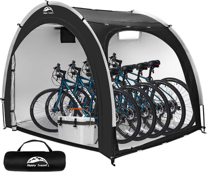 Heavy-Duty Waterproof Outdoor Bike Storage Tent – PU 4000mm Oxford Shed for 2-3 Bicycles, Black