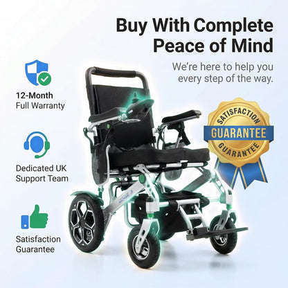 Lightweight Folding Electric Wheelchair Portable Mobility Chair with Lithium Battery