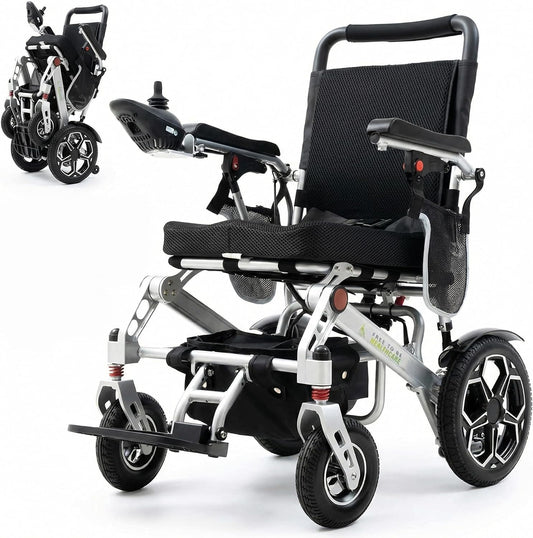 Lightweight Folding Electric Wheelchair Portable Mobility Chair with Lithium Battery