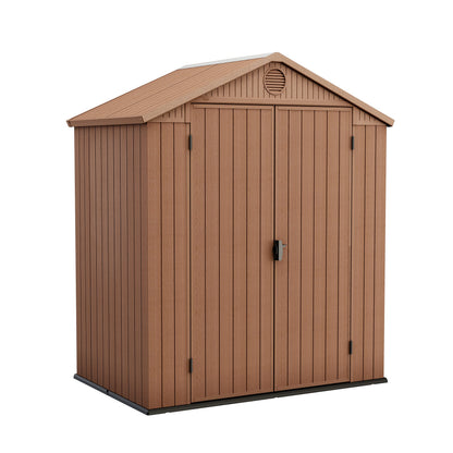 Large Outdoor Garden Storage Shed Weather Resistant Resin Double Door Brown