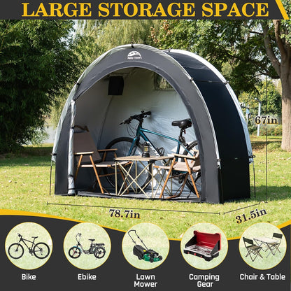 Heavy-Duty Waterproof Outdoor Bike Storage Tent – PU 4000mm Oxford Shed for 2-3 Bicycles, Black