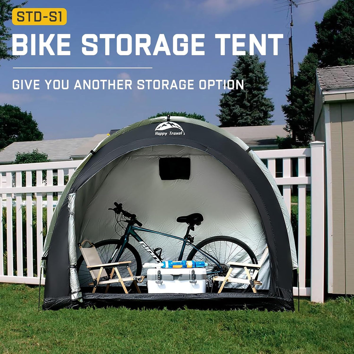 Heavy-Duty Waterproof Outdoor Bike Storage Tent – PU 4000mm Oxford Shed for 2-3 Bicycles, Black