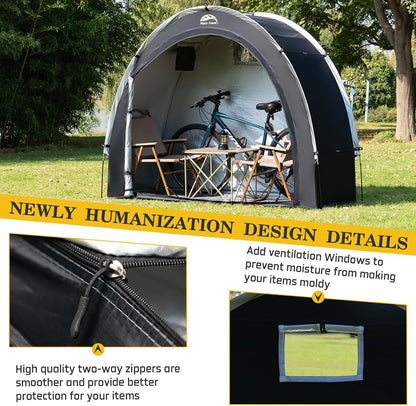 Heavy-Duty Waterproof Outdoor Bike Storage Tent – PU 4000mm Oxford Shed for 2-3 Bicycles, Black