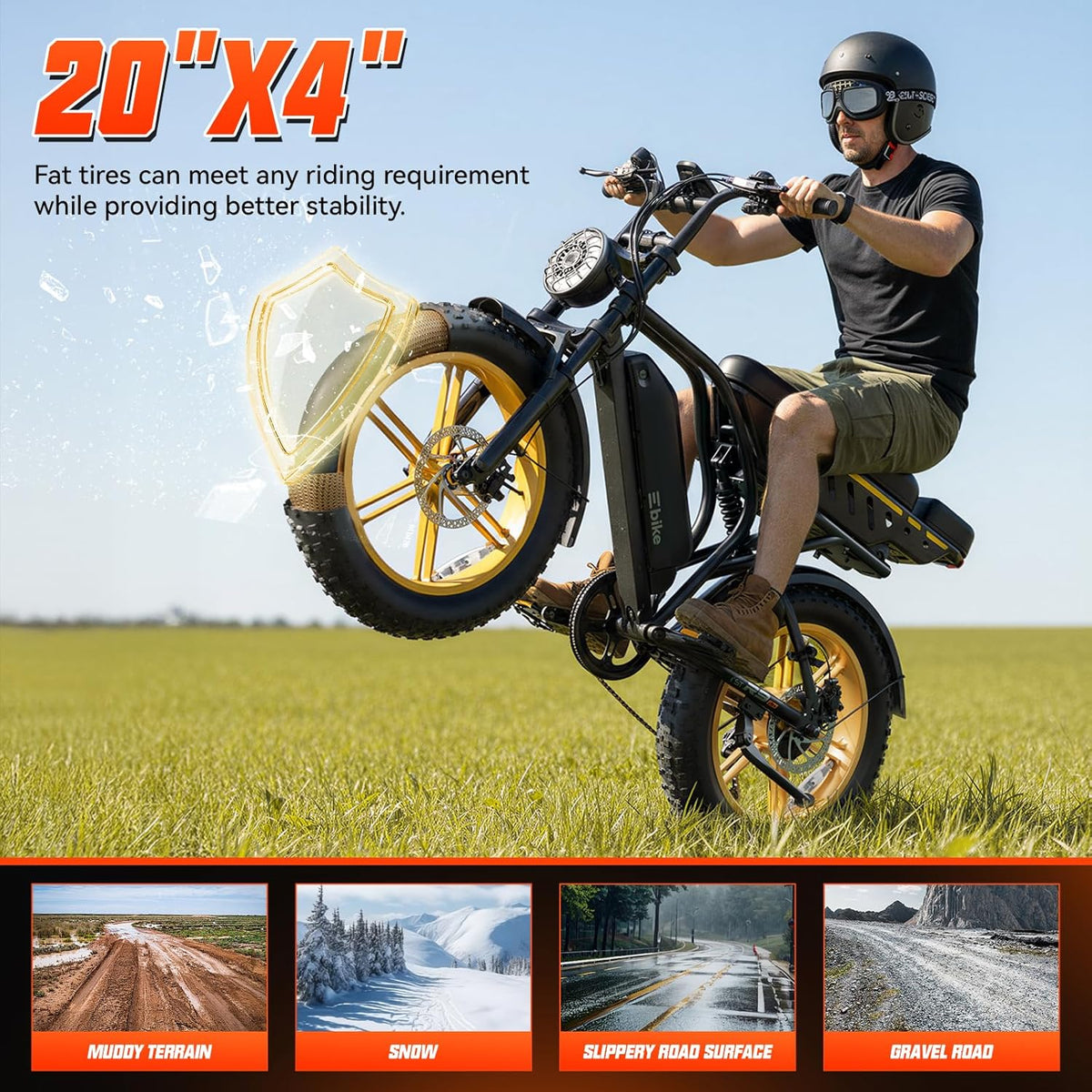 Electric Bicycle with 1500W Motor, 48V 15Ah Removable Battery, 7-Speed Gears, 20-Inch Wheels