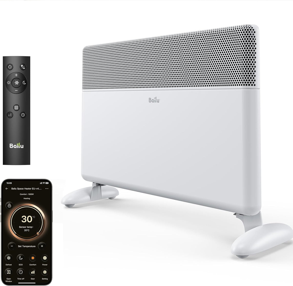 Ballu 2000W Smart WiFi Electric Panel Heater Wall Mounted & Freestanding