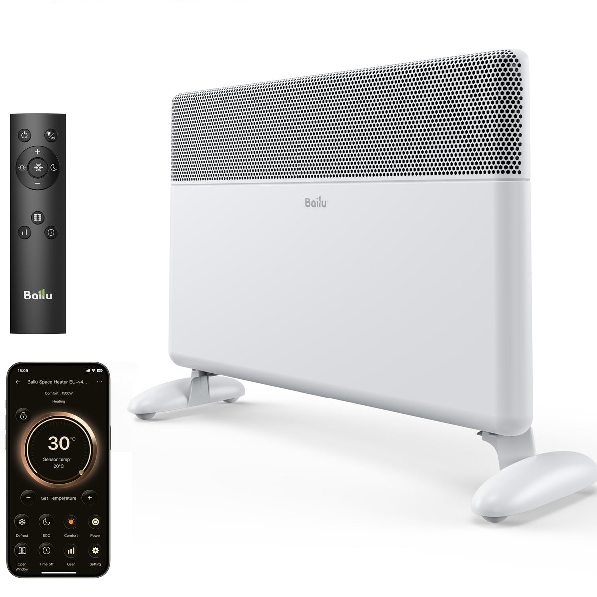 Ballu 2000W Smart WiFi Electric Panel Heater Wall Mounted & Freestanding