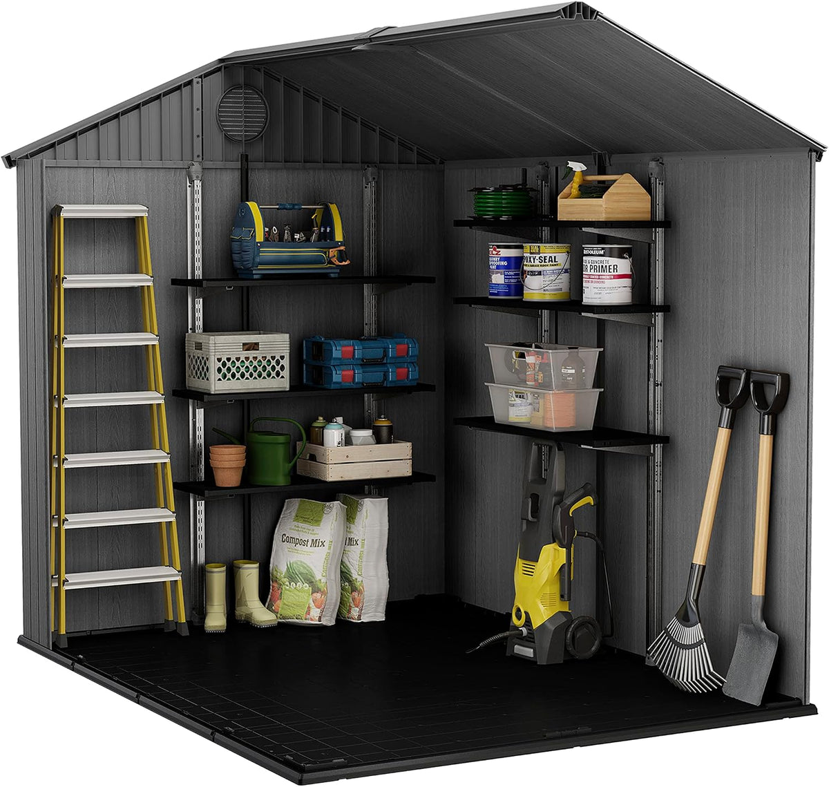 Large Outdoor Garden Storage Shed Weather Resistant Resin Double Door