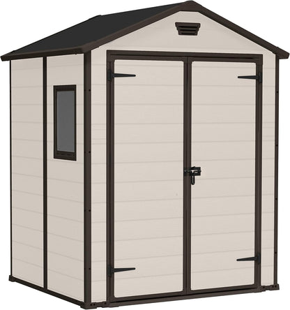 6 x 5 ft Outdoor Garden Storage Shed with Double Doors & Ventilation