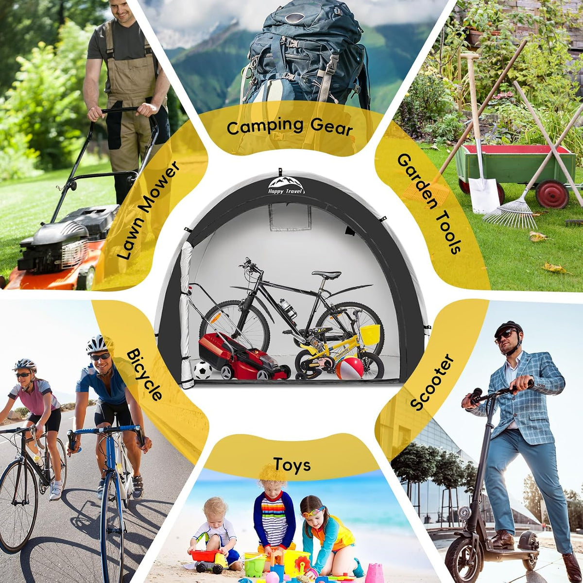 Heavy-Duty Waterproof Outdoor Bike Storage Tent – PU 4000mm Oxford Shed for 2-3 Bicycles, Black
