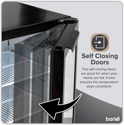 Back Bar Drinks Fridge with Hinged Double Door, 190L Capacity DH272