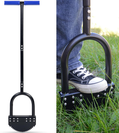 Manual Saw-Tooth Half-Moon Lawn Edger with 41-Inch Handle & Wide Footplate – Spring Steel
