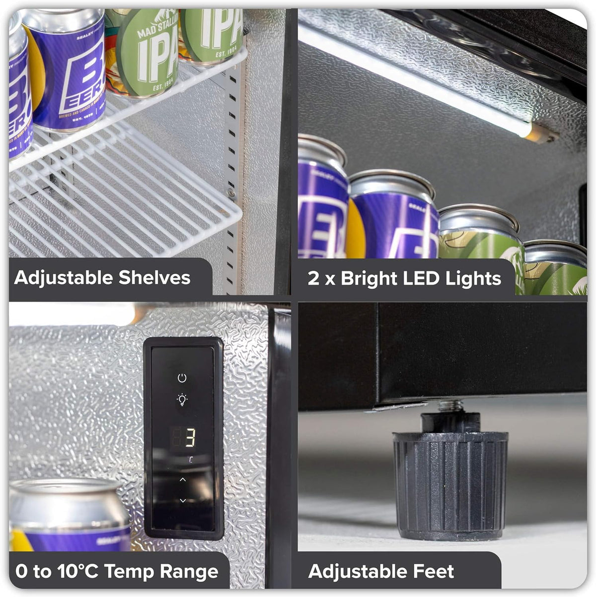 Back Bar Drinks Fridge with Hinged Double Door, 190L Capacity DH272