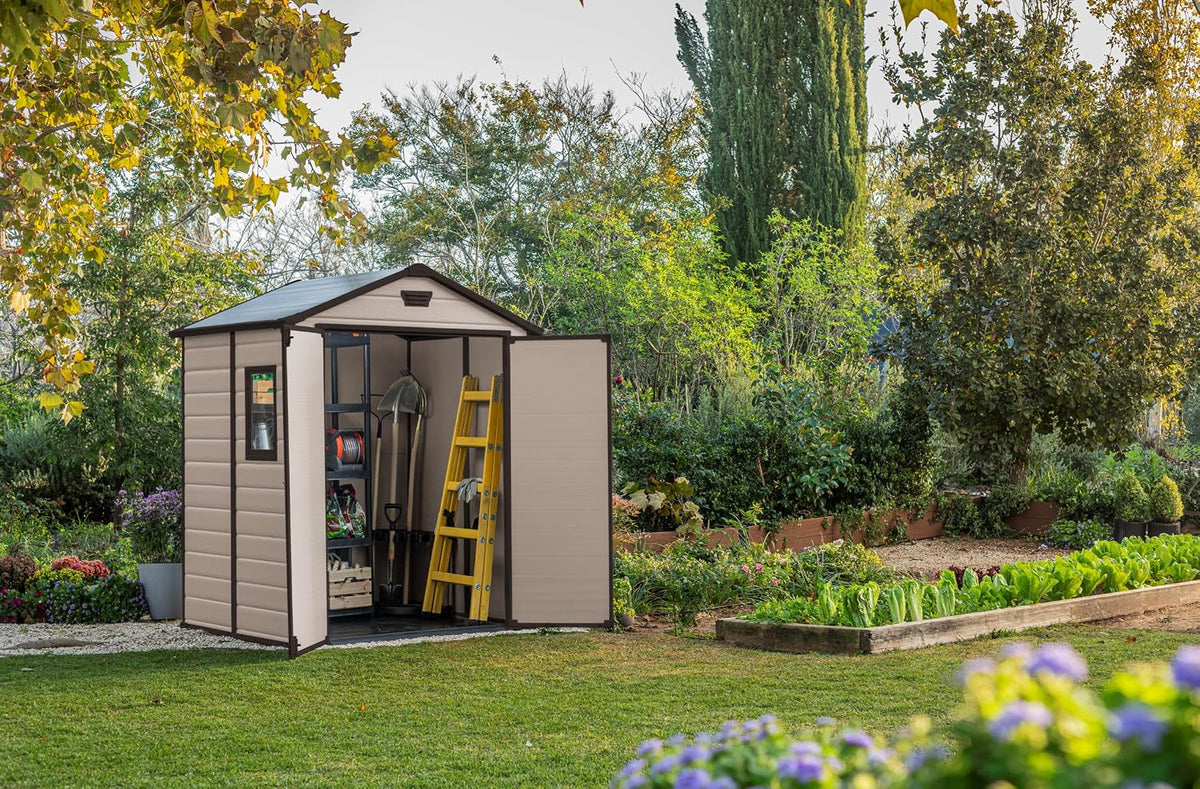 6 x 5 ft Outdoor Garden Storage Shed with Double Doors & Ventilation